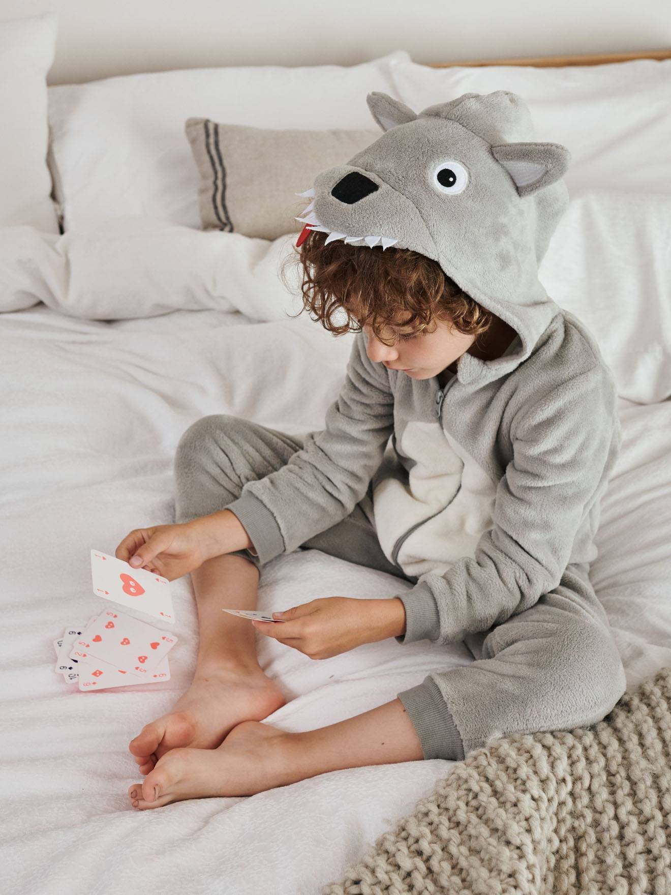 Combi pyjama loup gar on gris clair