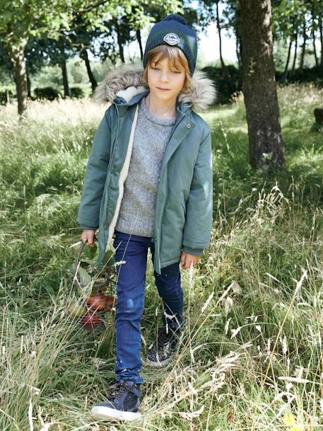 Parka à capuche doublée sherpa garçon navy+NOISETTE+VERT DE GRIS 12 - vertbaudet enfant 