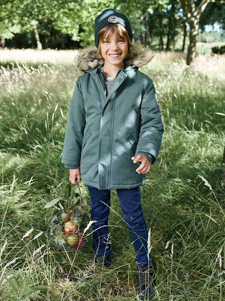 Parka à capuche doublée sherpa garçon navy+NOISETTE+VERT DE GRIS 11 - vertbaudet enfant 