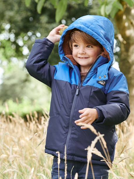 Parka technique à capuche garçon doublée fausse fourrure BLEU ELECTRIQUE+chaudron 2 - vertbaudet enfant 