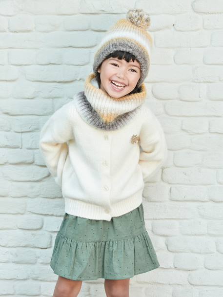 Ensemble bonnet et snood jacquard fille beige imprimé 6 - vertbaudet enfant 