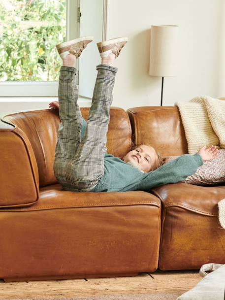 Pantalon à carreaux en lainage fille gris carreaux 6 - vertbaudet enfant 