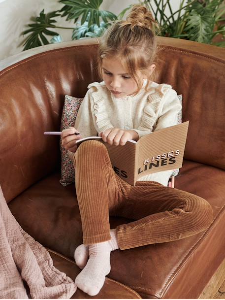 Legging velours fille camel+marine+vert émeraude 1 - vertbaudet enfant 