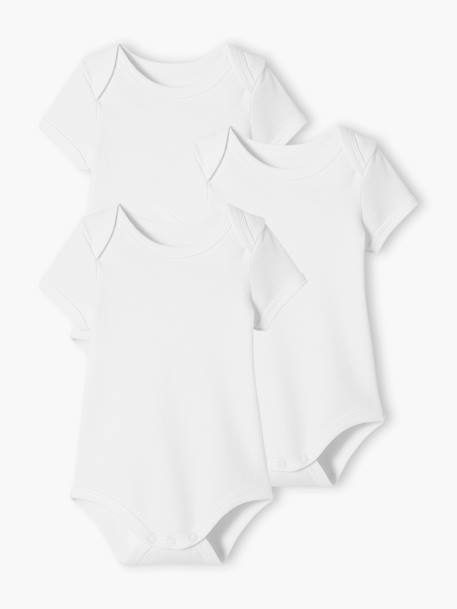 Lot de 3 bodies Bio Collection manches courtes emmanchure US BASICS lot blanc 1 - vertbaudet enfant 