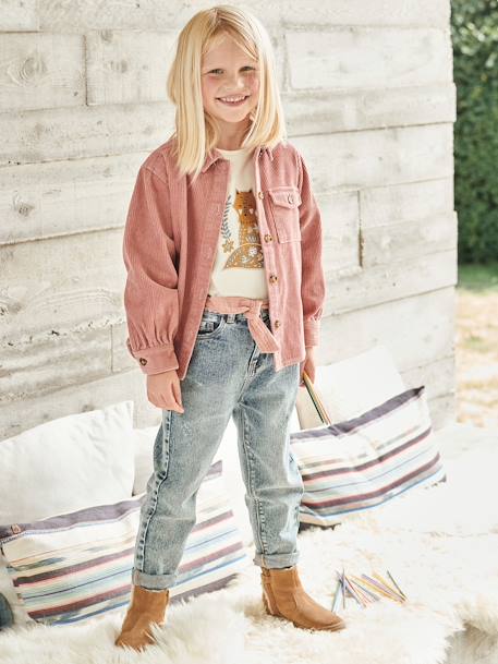 Fille-Pantalon-Jean Mom et sa ceinture en gaze de coton fille