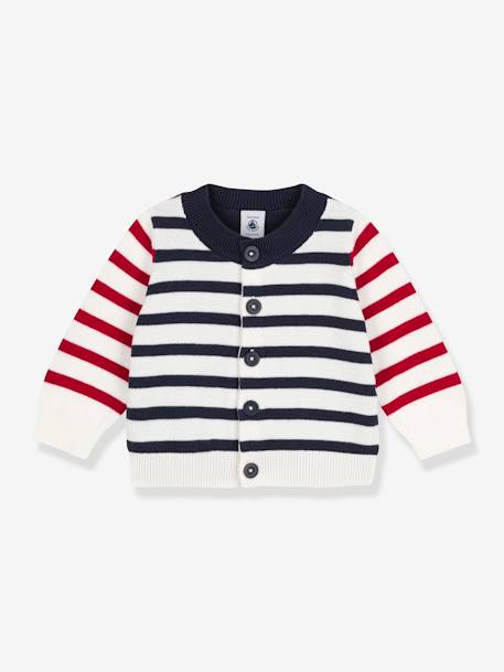 Cardigan bébé en tricot coton PETIT BATEAU écru 1 - vertbaudet enfant 