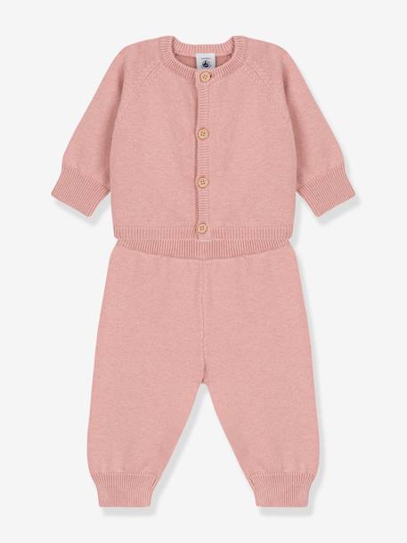 Ensemble 2 pièces bébé en tricot laine et coton PETIT BATEAU rose 1 - vertbaudet enfant 