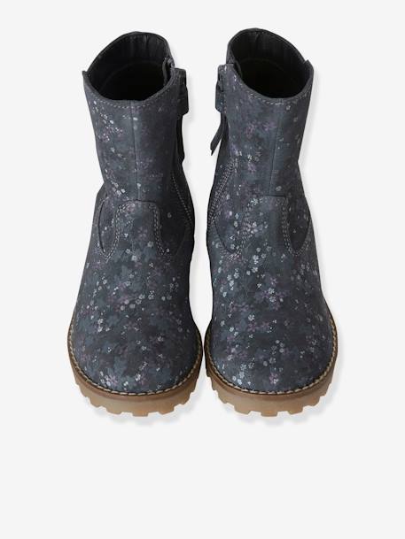 Bottes en cuir fille collection maternelle gris imprimé fleurs 4 - vertbaudet enfant 