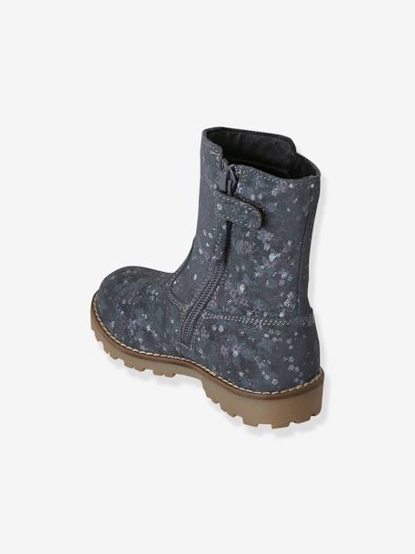 Bottes en cuir fille collection maternelle gris imprimé fleurs 3 - vertbaudet enfant 