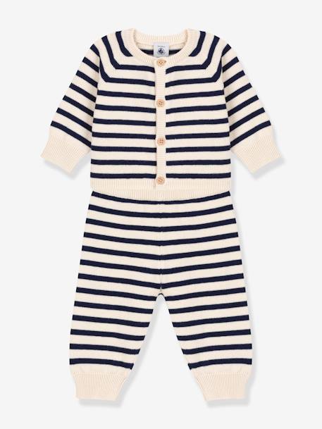 Ensemble 2 pièces bébé en tricot rayé laine et coton PETIT BATEAU  - vertbaudet enfant