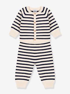 -Ensemble 2 pièces bébé en tricot rayé laine et coton PETIT BATEAU