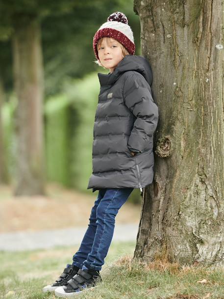 Doudoune longue à capuche doublée maille polaire garçon  - vertbaudet enfant