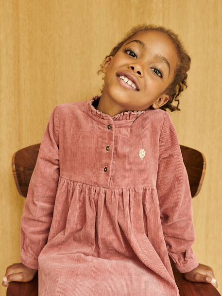 Robe velours col volanté fille chocolat+prune 9 - vertbaudet enfant 