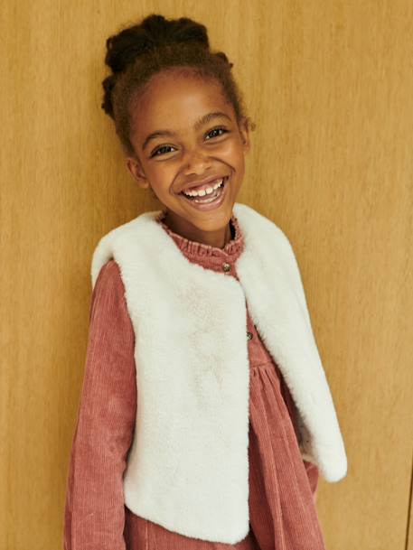 Gilet sans manches imitation fourrure fille BLANC CLAIR UNI+blush 5 - vertbaudet enfant 