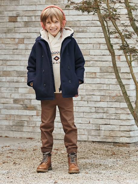 Caban à capuche garçon doublé sherpa encre 3 - vertbaudet enfant 