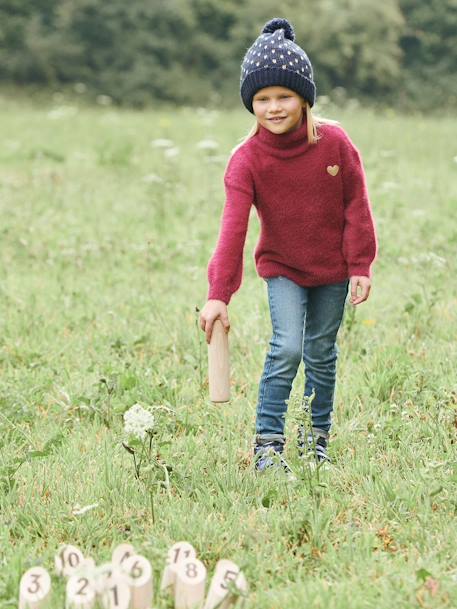 Ensemble bonnet + snood + gants coeurs fille BASICS encre imprimé+Rose 7 - vertbaudet enfant 