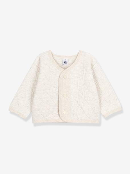 Cardigan bébé en tubique matelassé - PETIT BATEAU beige chiné 1 - vertbaudet enfant 