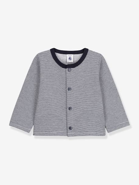 Bébé-Pull, gilet, sweat-Cardigan bébé rayé milleraies en jersey épais - PETIT BATEAU