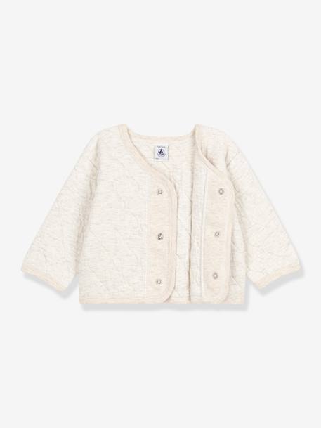 Cardigan bébé en tubique matelassé - PETIT BATEAU beige chiné 4 - vertbaudet enfant 