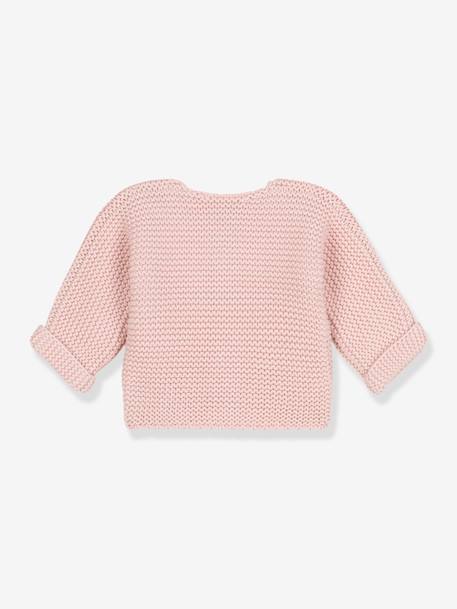 Cardigan bébé tricot point mousse en coton bio PETIT BATEAU rose 2 - vertbaudet enfant 