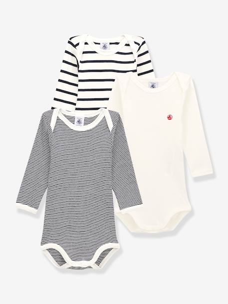 Lot de 3 bodies manches longues PETIT BATEAU blanc+lot blanc 1 - vertbaudet enfant 