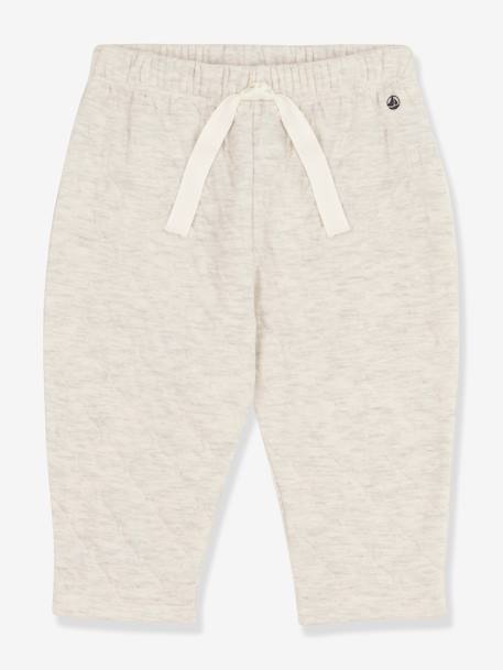 Pantalon bébé en tubique matelassé - PETIT BATEAU beige chiné 1 - vertbaudet enfant 