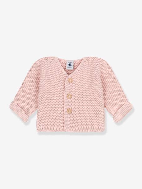 Cardigan bébé tricot point mousse en coton bio PETIT BATEAU rose 1 - vertbaudet enfant 