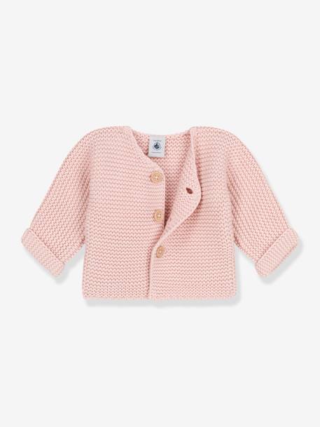 Cardigan bébé tricot point mousse en coton bio PETIT BATEAU rose 4 - vertbaudet enfant 