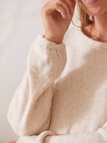 Pull fendu côté grossesse et allaitement Beige chiné 6 - vertbaudet enfant 