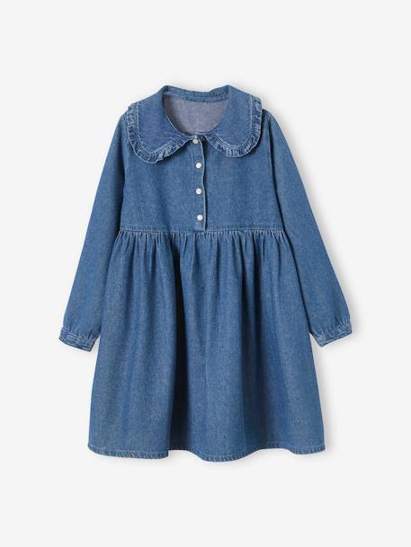 Fille-Robe denim col Claudine fille