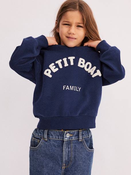 Sweat molleton enfant coton bio PETIT BATEAU bleu 4 - vertbaudet enfant 