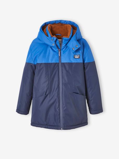 Parka technique à capuche garçon doublée fausse fourrure BLEU ELECTRIQUE+chaudron 6 - vertbaudet enfant 