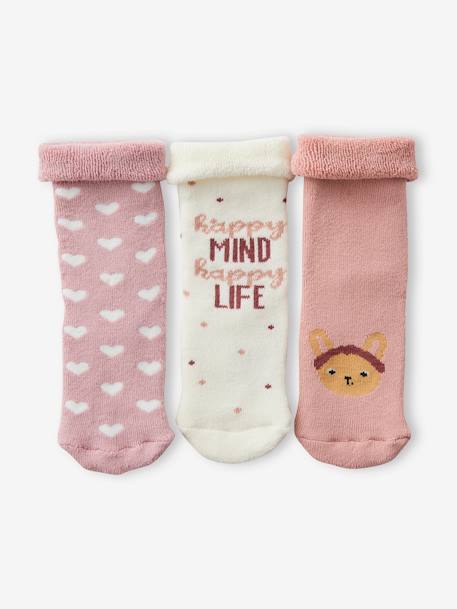 Lot de 3 paires de chaussettes lapins et coeurs bébé fille rose poudré 2 - vertbaudet enfant 