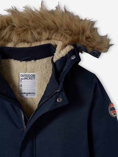 Parka à capuche doublée sherpa garçon navy+NOISETTE+VERT DE GRIS 4 - vertbaudet enfant 