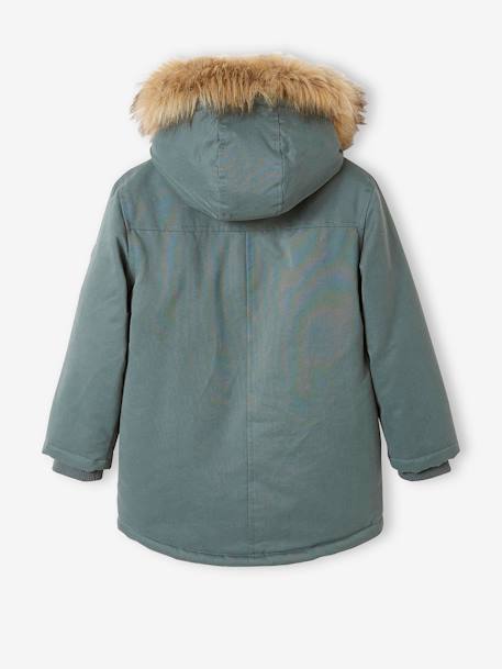 Parka à capuche doublée sherpa garçon navy+NOISETTE+VERT DE GRIS 18 - vertbaudet enfant 