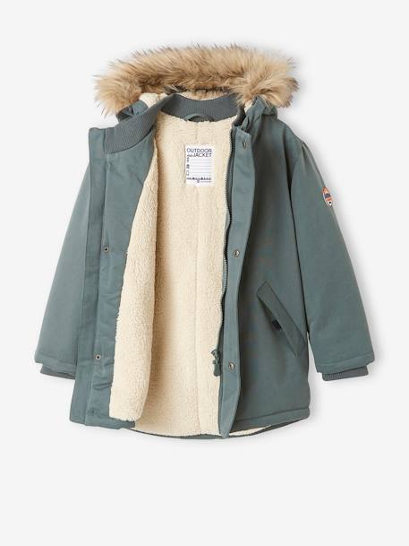 Parka à capuche doublée sherpa garçon navy+NOISETTE+VERT DE GRIS 17 - vertbaudet enfant 