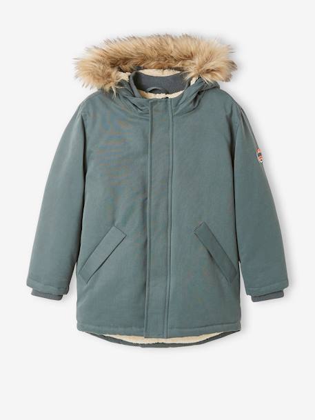 Parka à capuche doublée sherpa garçon navy+NOISETTE+VERT DE GRIS 16 - vertbaudet enfant 