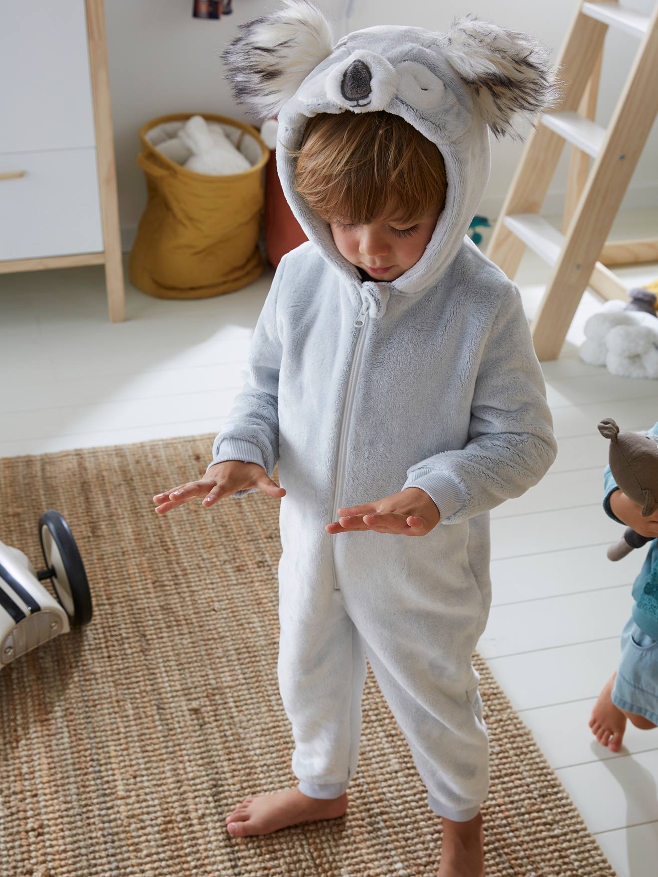 Surpyjama koala en velours enfant gris clair chin Vertbaudet