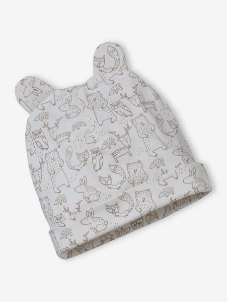 Ensemble bonnet + moufles + foulard + sac bébé imprimé personnalisable taupe 4 - vertbaudet enfant 