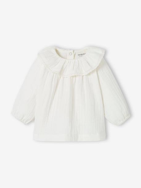 Blouse en gaze de coton bébé col volanté écru 9 - vertbaudet enfant 