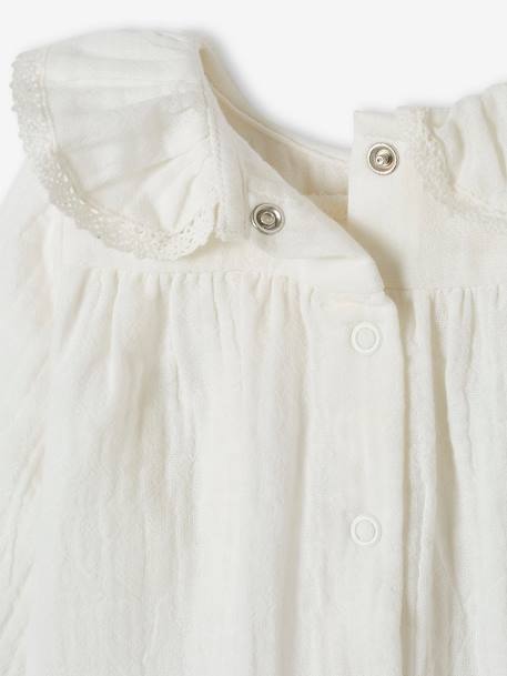 Blouse en gaze de coton bébé col volanté écru 8 - vertbaudet enfant 