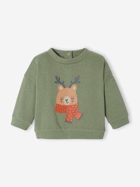 Sweat de Noël bébé vert sauge 1 - vertbaudet enfant 