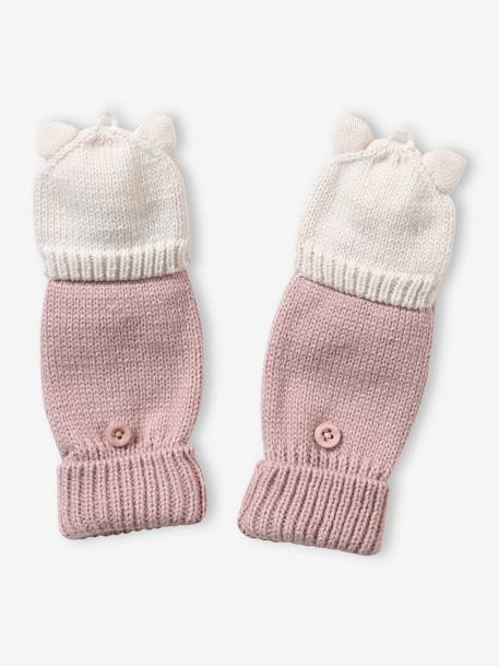 Moufles/mitaines fille en maille licorne Rose 4 - vertbaudet enfant 