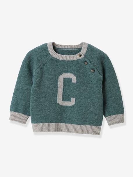 Pull bébé en  Lambswool CYRILLUS vert sauge 1 - vertbaudet enfant 