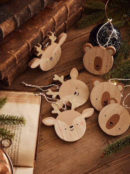 Lot de 6 boules plates de Noël en bois Naturel 1 - vertbaudet enfant 