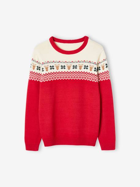 Pull de Noël adulte capsule famille motifs jacquard rouge 3 - vertbaudet enfant 