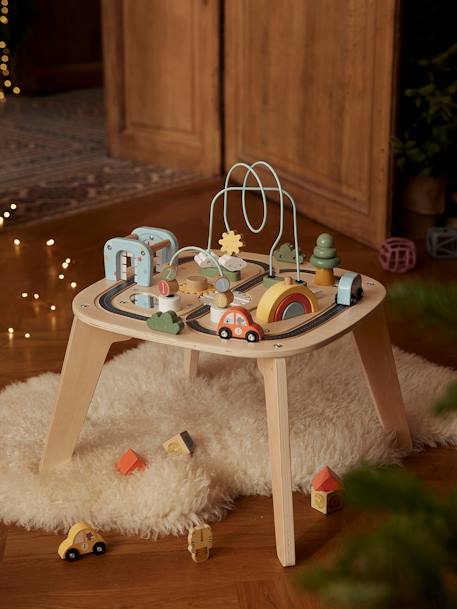 Table d'activités circuit de voitures en bois FSC® beige 2 - vertbaudet enfant 