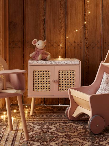 Table à langer cannage et bois FSC® POÉSIE blanc+ROSE CLAIR UNI 11 - vertbaudet enfant 