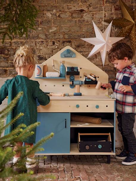 Grand établi de bricolage en bois FSC® et métal bleu 5 - vertbaudet enfant 