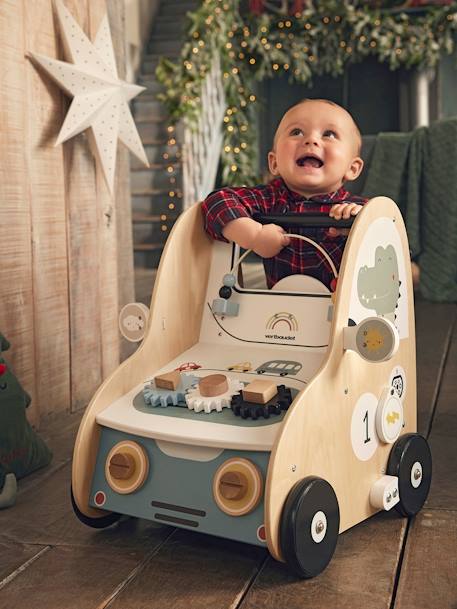 Chariot de marche avec freins EN VOITURE SIMON en bois FSC® multicolore 6 - vertbaudet enfant 